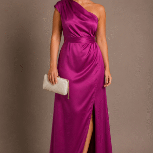Vestido Maxi Satinado Magenta